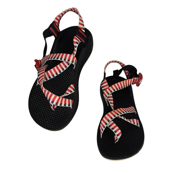 Chaco Red white Strappy Z Cloud 2 Outdoor Sandals Size 9 Hiking Walking Beach - Picture 1 of 6